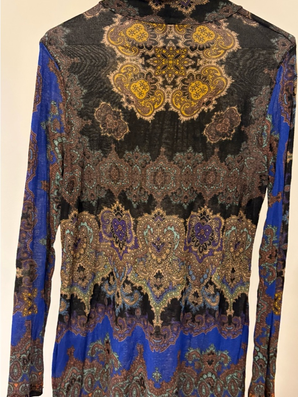 Etro Paisley Print Long Sleeve turtleneck top. Lightweight, drapey fabric - Picture 2 of 6